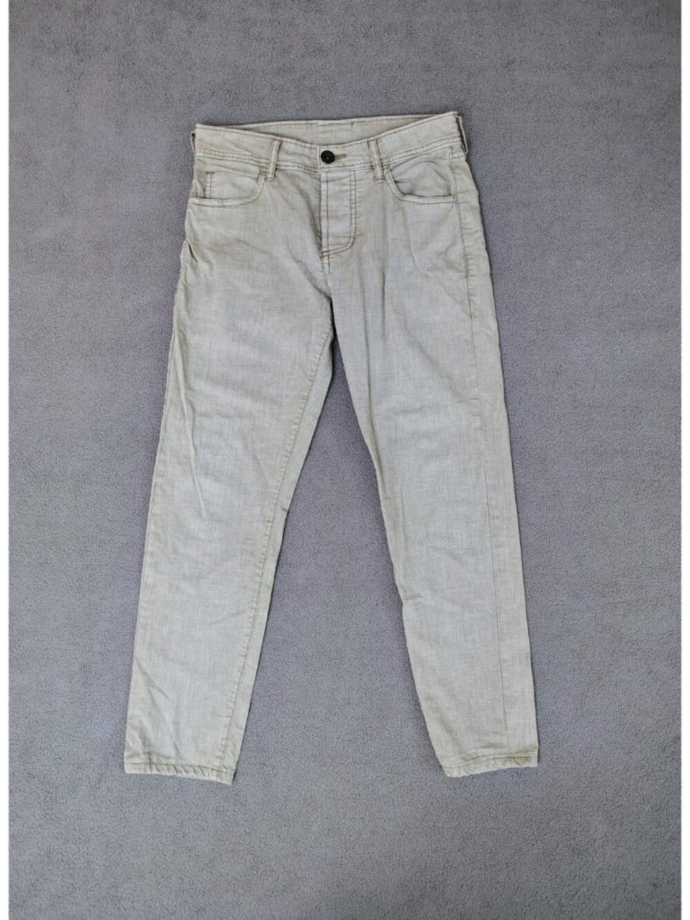 James Perse Men's 5 Pocket Pants Sz (28) Garment Dyed Yarn Gray/Green Minimalist